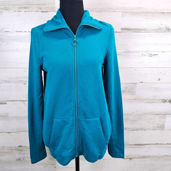 Bench Mikina Funnel Neck Zip Up Microfleece Small Teal Activewear Dancecore - Picture 6 of 15